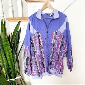 Nike Purple Nylon Abstract Print Full-Zip Windbreaker Jacket Size Large